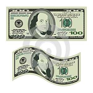 100 dollars on white background. Money isolated. US Cash.