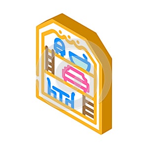 dollhouse toy child isometric icon vector illustration