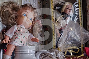 dolls in abandoned house detail