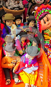 Dolls at mercado de las brujas in Bolivia photo