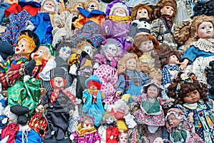 Dolls pile at flea market