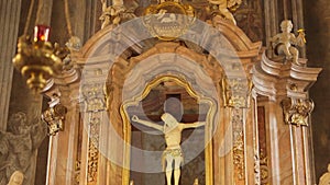 Dolly of a modern church altar.