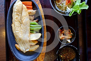 Dolly salt fish grilled hot pan