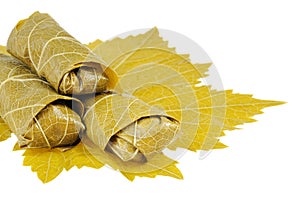 Dolma on grape leaf