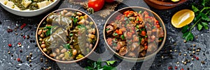 Dolma Set, Buglama with Lamb Shin, Vegetables, Fragrant Herbs. Sarma, Dolmades, Dolmadakia