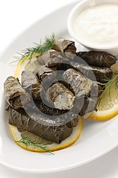 Dolma, stuffed grape leaves