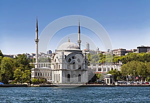 Dolmabahce Mosque Istanbul on the shore of the Bosphorus Strait, Istanbul