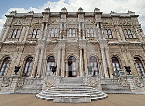 Dolmabahce Palace, or Dolmabahce Sarayi, located in the Besiktas district, Bosphorus, Istanbul, Turkey