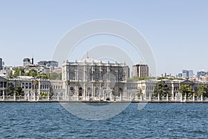Dolmabahce, the palace of the Ottoman sultans on the shore of the Bosphorus Strait. Istanbul