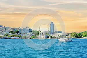 DolmabahÃ§e Mosque and BeÅŸiktaÅŸ football team stadium in istanbul Turkey