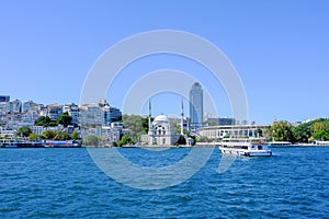 DolmabahÃ§e Mosque and BeÅŸiktaÅŸ football team stadium in istanbul Turkey