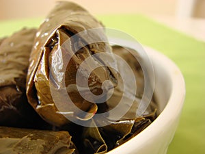 Dolmades stuffed vine leaves