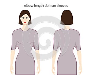 Dolman sleeves elbow length Magyar clothes character beautiful lady in grey top, shirt, dress technical fashion
