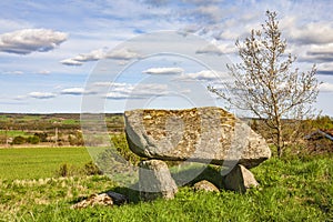 Dolmen on a hill in a beautiful landscape view