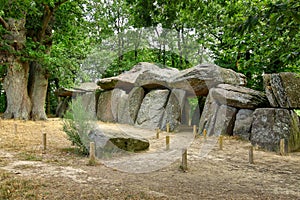 Dolmen La Roche-aux-Fees - Fairies` Rock - one the most famous and largest neolithic dolmens in Brittany