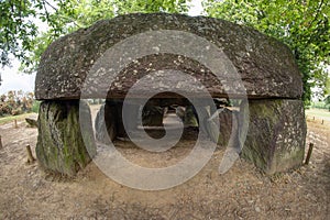 Dolmen La Roche-aux-Fees - one the most famous and largest neolithic dolmens in Brittany