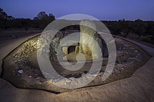 Dolmen of Lacara, the biggest megalithic burial in Extremadura. Spain