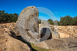 Dolmen of Lacara, funeral chamber near La Nava de Santiago, Extremadura. Spain