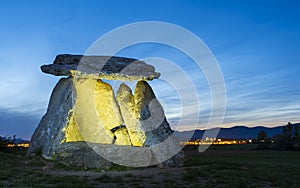 The dolmen of Sorginetxe at dusk, which is located in the town of Arr?zala, province of Araba, Basque Country