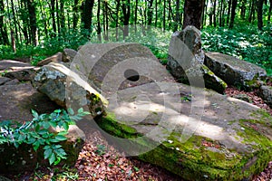 Dolmen in Tuapse. A megalytic construction in the woods of Kuban