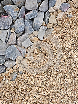 dolomite and granite crushed stone on the construction site