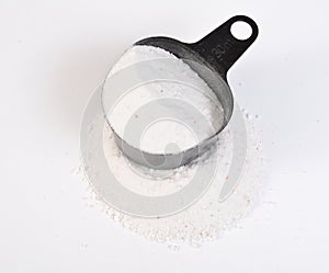 Dolomite mineral powder heep on white background