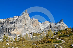 Dolomite mountains, Alpi Dolomiti in autumn yellow colors