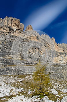 Dolomite mountains, Alpi Dolomiti in autumn yellow colors