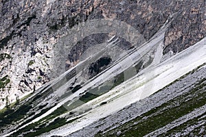 Dolomite slope with characteristic stone color and texture