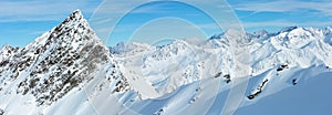 Dolomiten Alps winter view (Austria). Panorama.