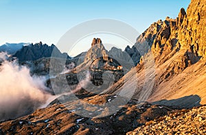 Dolomites Alps rocky mountain at Tre Cime di Lavaredo, Italy