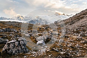 Dolomites Alps rocky mountain at Tre Cime di Lavaredo, Italy