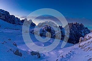 Dolomites. Dolomiti Alps in winter