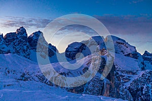 Dolomites. Dolomiti Alps in winter
