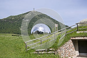 Dolomites, Italian Alps, hidden astronomical observatory Terrazza delle Stelle in ball near Palon monte photo