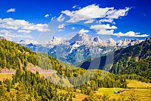 Dolomites, Italy. Beautiful sunny landscape, Monte Civetta, Sudtirol photo