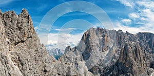 Dolomites, Italy - panorama of peaks of Sassolungo and Sasso-piatto group photo