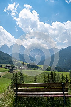 Dolomites Italy, Santa Magdalena Village in Dolomites area Italy Val di Funes