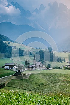 Dolomites Italy, Santa Magdalena Village in Dolomites area Italy Val di Funes