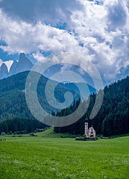 Dolomites Italy, Santa Magdalena Village in Dolomites area Italy Val di Funes