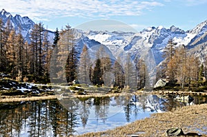 Dolomites landscape and lake mirror