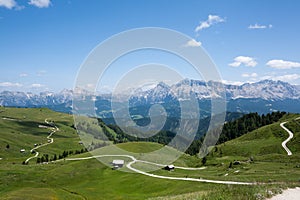 Dolomites meadows landscape, Sass de Putia area