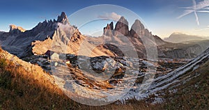 Dolomites mountain in Italy at sunset - Tre Cime di Lavaredo