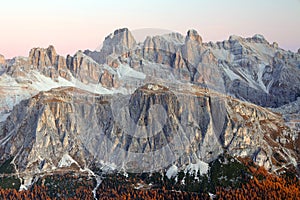 Sunset alpine light in the Dolomites.