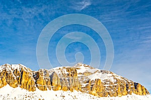 Dolomites mountain in winter, Piz Boe peak