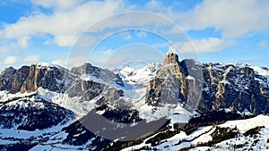 Dolomites mountains towards Sassolungo photo