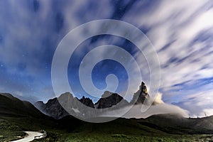 Dolomites, Pale di San Martino night landscape