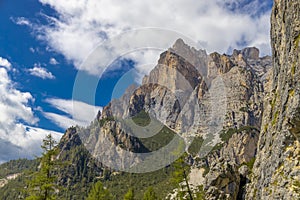 Dolomites rocky mountain Passo Falzarego