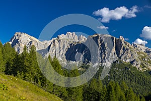 Dolomites rocky mountain Passo Falzarego