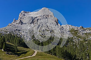 Dolomites rocky mountain Passo Falzarego